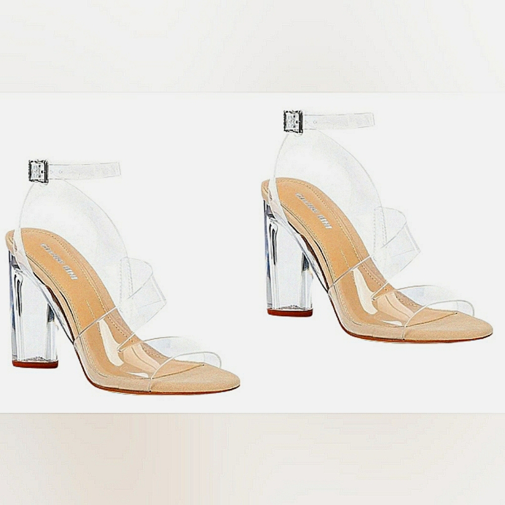 Gianni Bini Transparent and Tan Block Heels